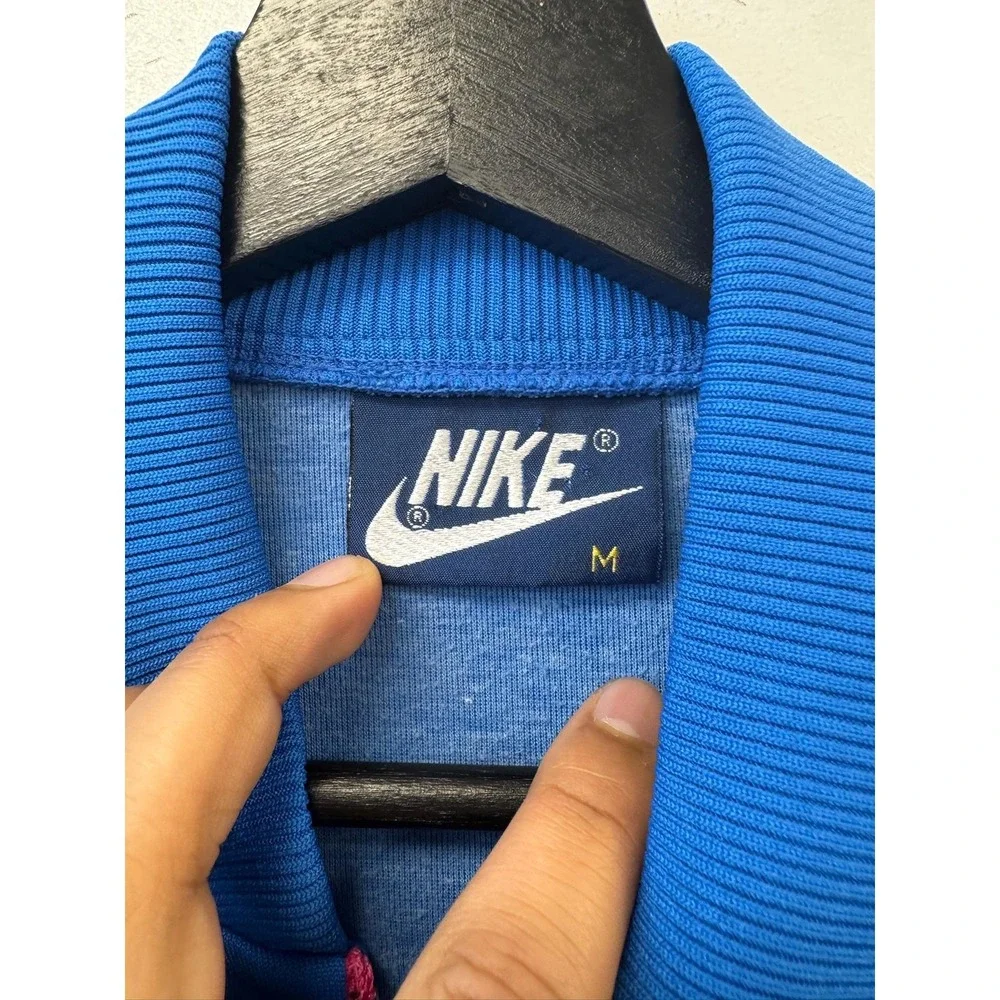 Vintage Nike Jacket‎ Mens Small Blue Pink Zip Track Bomber Athletic 80s